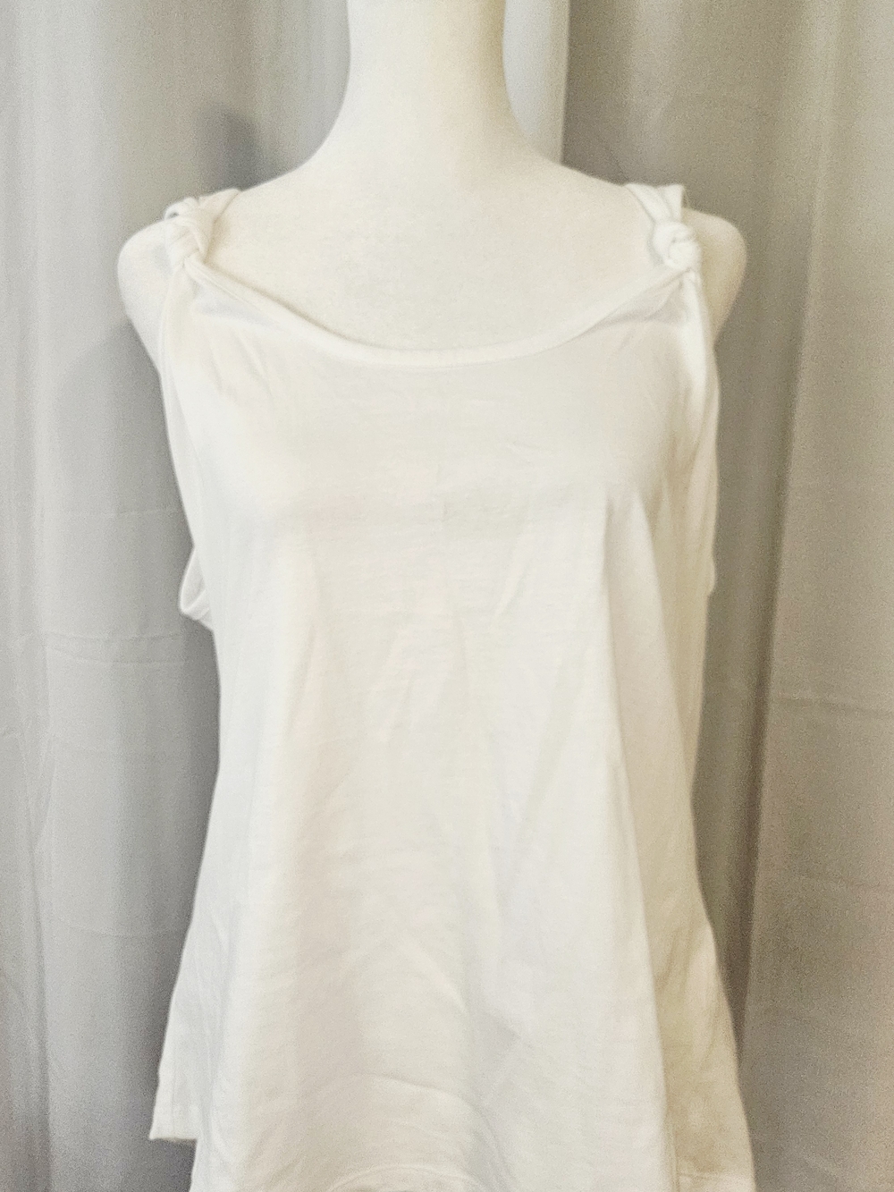 INC International Concepts NWT White Knot-Shoulder Tank Top Size XL